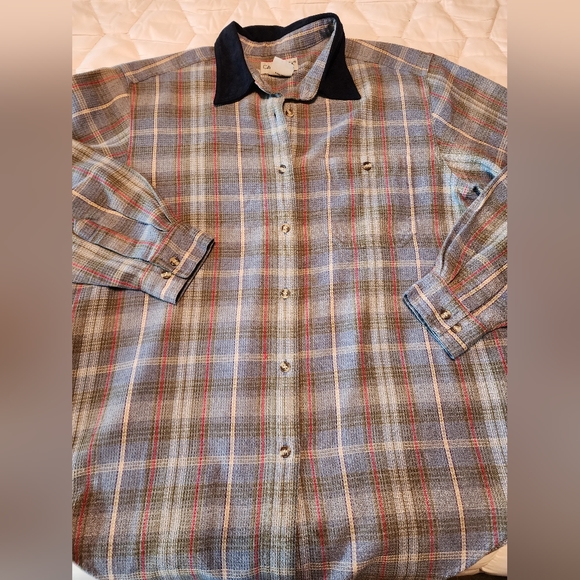 Cabin Creek Waffle Weave Plaid Long Sleeve Button Down Shirt, Size Large - Picture 1 of 5